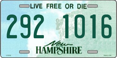NH license plate 2921016