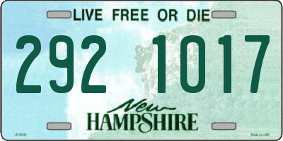 NH license plate 2921017
