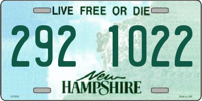 NH license plate 2921022