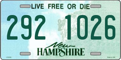NH license plate 2921026