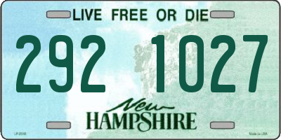NH license plate 2921027