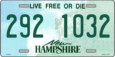 NH license plate 2921032