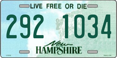 NH license plate 2921034