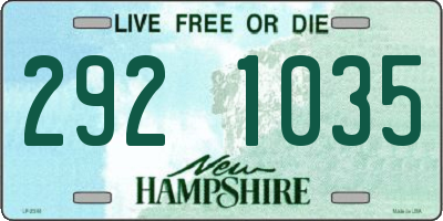 NH license plate 2921035
