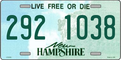 NH license plate 2921038