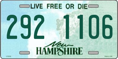 NH license plate 2921106