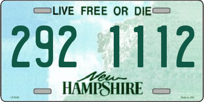 NH license plate 2921112