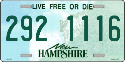 NH license plate 2921116