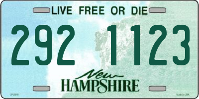 NH license plate 2921123