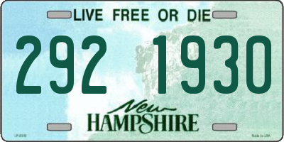 NH license plate 2921930