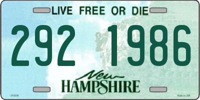 NH license plate 2921986