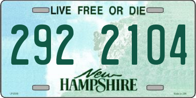 NH license plate 2922104