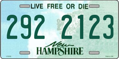 NH license plate 2922123