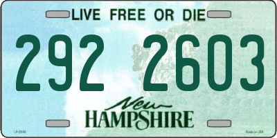 NH license plate 2922603