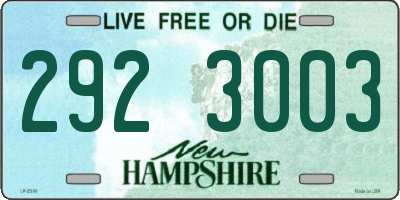 NH license plate 2923003