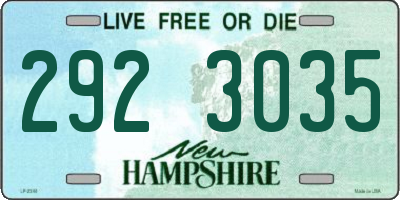 NH license plate 2923035