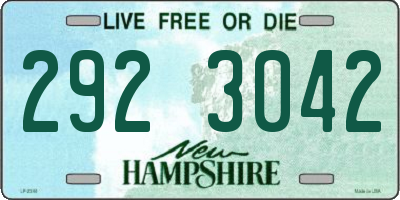 NH license plate 2923042