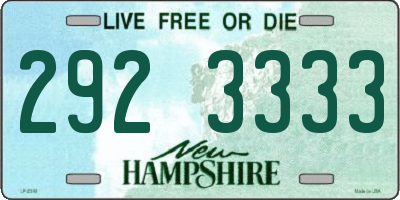 NH license plate 2923333