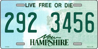 NH license plate 2923456