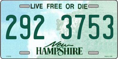 NH license plate 2923753
