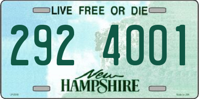 NH license plate 2924001