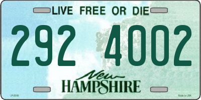 NH license plate 2924002