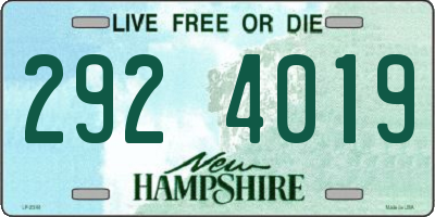 NH license plate 2924019