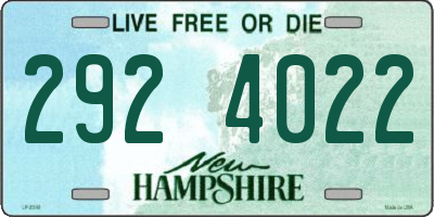 NH license plate 2924022