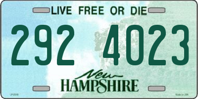 NH license plate 2924023