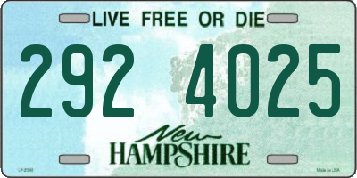 NH license plate 2924025