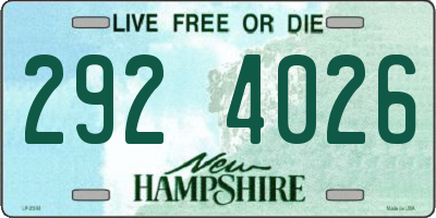 NH license plate 2924026