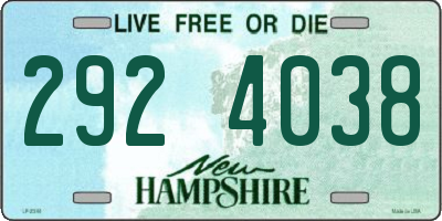 NH license plate 2924038