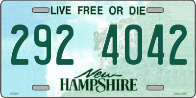 NH license plate 2924042