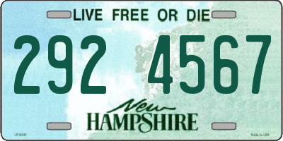 NH license plate 2924567