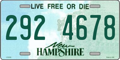 NH license plate 2924678