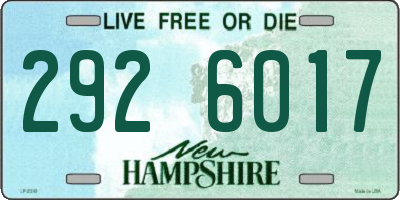 NH license plate 2926017