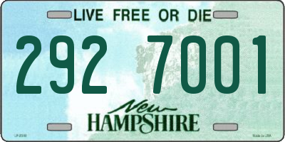 NH license plate 2927001