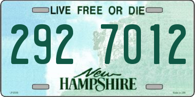 NH license plate 2927012