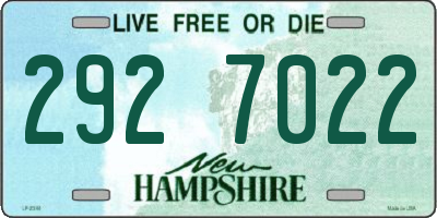 NH license plate 2927022