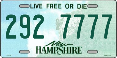 NH license plate 2927777