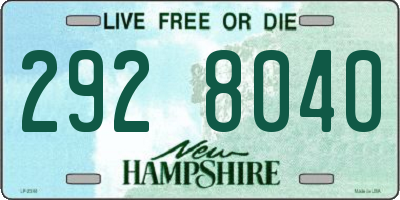 NH license plate 2928040