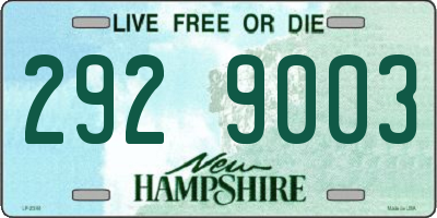 NH license plate 2929003