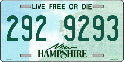 NH license plate 2929293