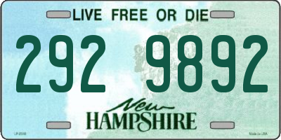 NH license plate 2929892