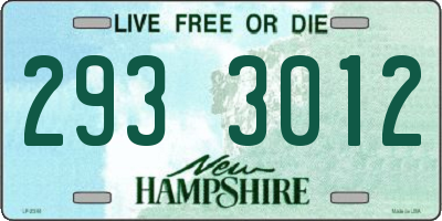 NH license plate 2933012