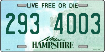 NH license plate 2934003