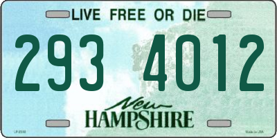 NH license plate 2934012