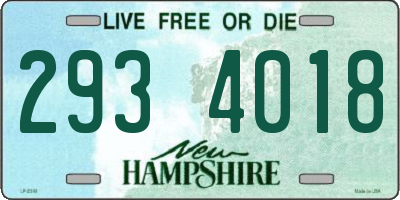NH license plate 2934018