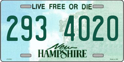 NH license plate 2934020