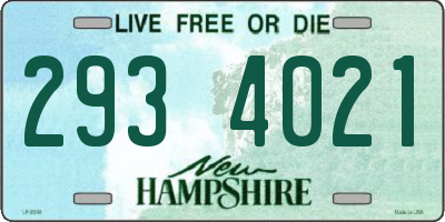 NH license plate 2934021